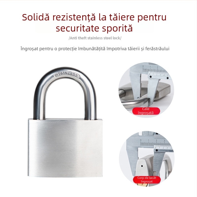 Lacăt din oțel inoxidabil 304, U-form pentru sertare, vehicule de livrare și porți ale depozitului – impermeabil, rezistent la rugină, antifurt