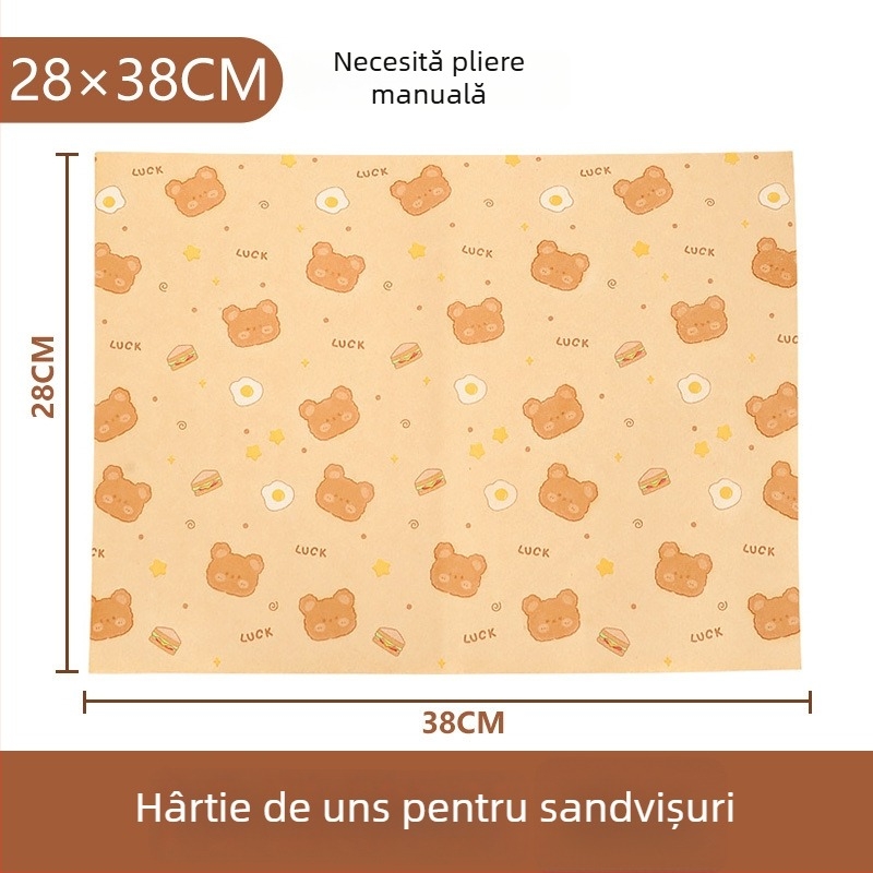 Set de hârtie pentru ambalarea sandvișurilor: hârtie absorbantă pentru ulei, hârtie pentru hamburgeri, hârtie Kraft, hârtie de copt, ambalare alimentară exterioară