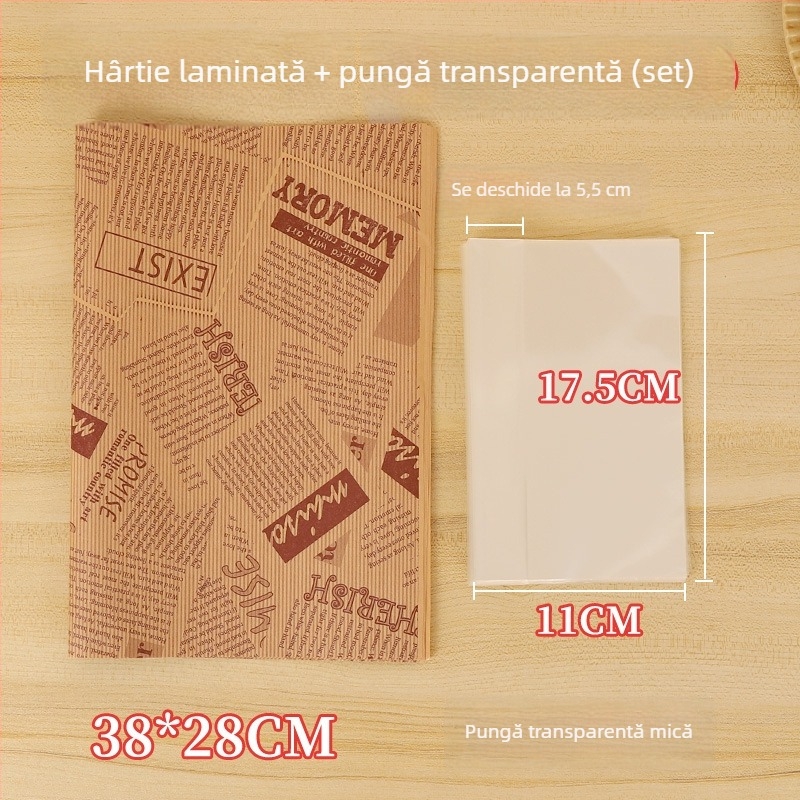 Set de hârtie pentru ambalarea sandvișurilor: hârtie absorbantă pentru ulei, hârtie pentru hamburgeri, hârtie Kraft, hârtie de copt, ambalare alimentară exterioară