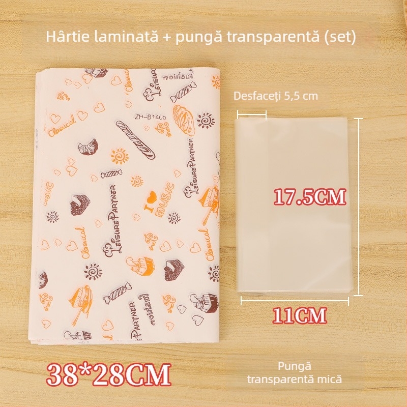 Set de hârtie pentru ambalarea sandvișurilor: hârtie absorbantă pentru ulei, hârtie pentru hamburgeri, hârtie Kraft, hârtie de copt, ambalare alimentară exterioară