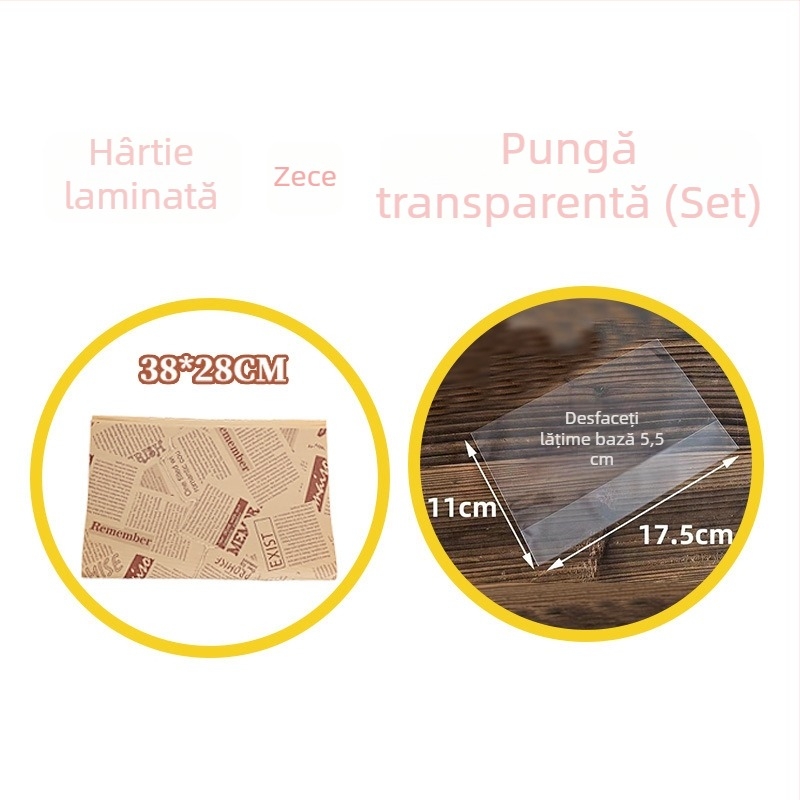 Set de hârtie pentru ambalarea sandvișurilor: hârtie absorbantă pentru ulei, hârtie pentru hamburgeri, hârtie Kraft, hârtie de copt, ambalare alimentară exterioară