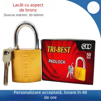Lacăt de securitate tip C din oțel aliaj, finisaj lucios imitație de cupru, uz generală