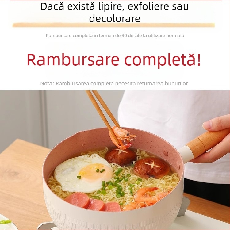Vas antiaderent pentru hrana bebelușilor, cu strat de Maifan stone, mic vas pentru lapte, potrivit pentru gătirea instant noodles și supelor, compatibil cu plita pe gaz