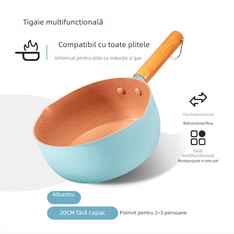 Vas antiaderent pentru hrana bebelușilor, cu strat de Maifan stone, mic vas pentru lapte, potrivit pentru gătirea instant noodles și supelor, compatibil cu plita pe gaz