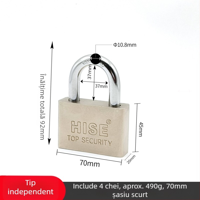Lacăt din fier HISE, 40/50/60/70 mm, universal, design modern minimalist, lacăt de uz casnic