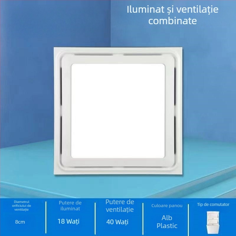 Iluminat de plafon integrat și ventilator de ventilație, 2 în 1, silențios pentru bucătărie