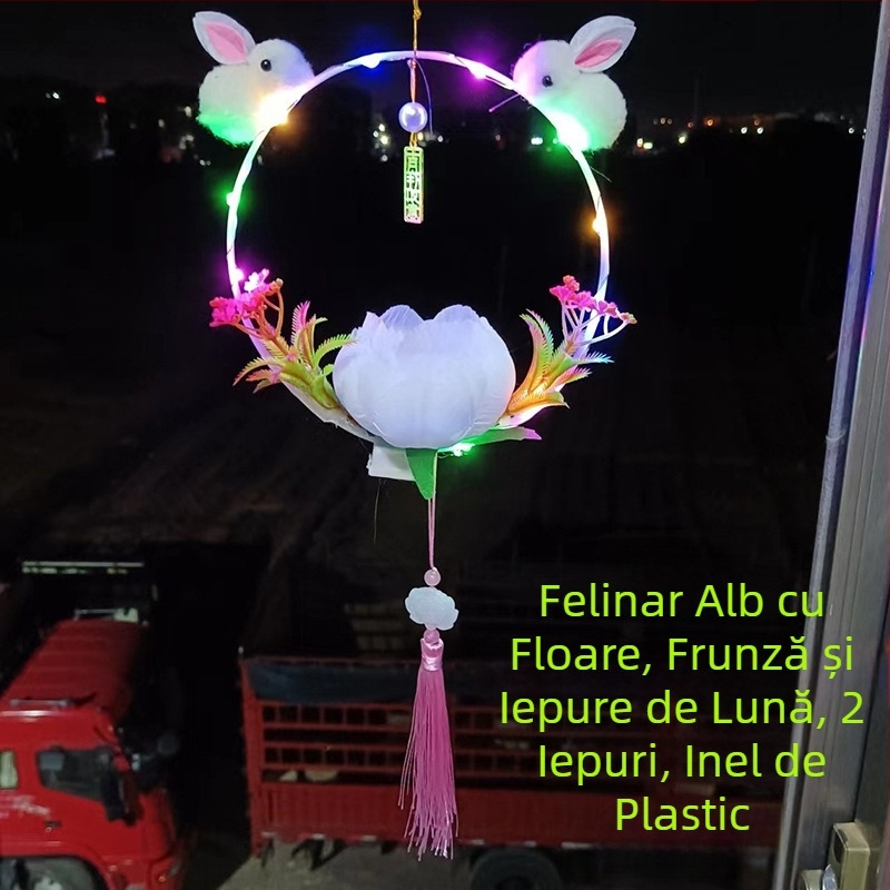 Felinar vintage cu pene, rotund, iluminat, mâner din lemn – stil chinezesc pentru piețe de noapte
