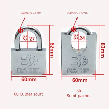 Lacăt mic anti-rugină pentru uși și ferestre, anti-efracție și anti-furt, imitație de oțel inoxidabil, design ușor lux pentru depozitare