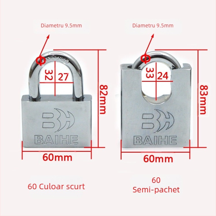 Lacăt mic anti-rugină pentru uși și ferestre, anti-efracție și anti-furt, imitație de oțel inoxidabil, design ușor lux pentru depozitare