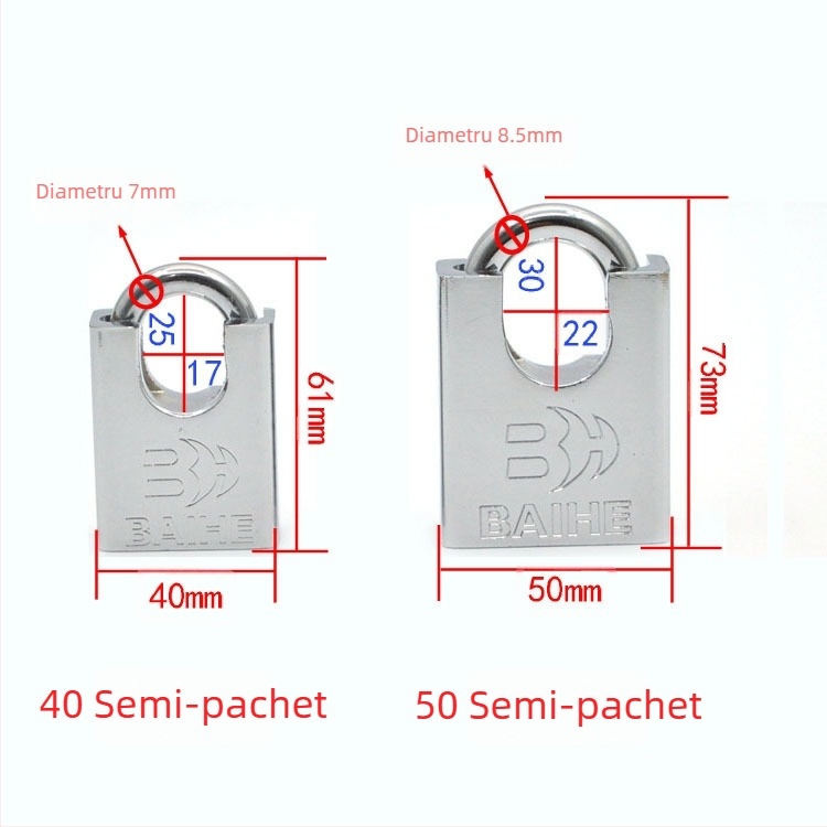 Lacăt mic anti-rugină pentru uși și ferestre, anti-efracție și anti-furt, imitație de oțel inoxidabil, design ușor lux pentru depozitare