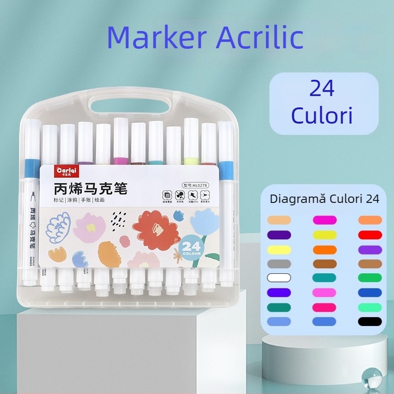 Marker acrilic pentru artă la grădiniță și gimnaziu; culori opace; culori stratificabile; sigur pentru copii; lavabil.