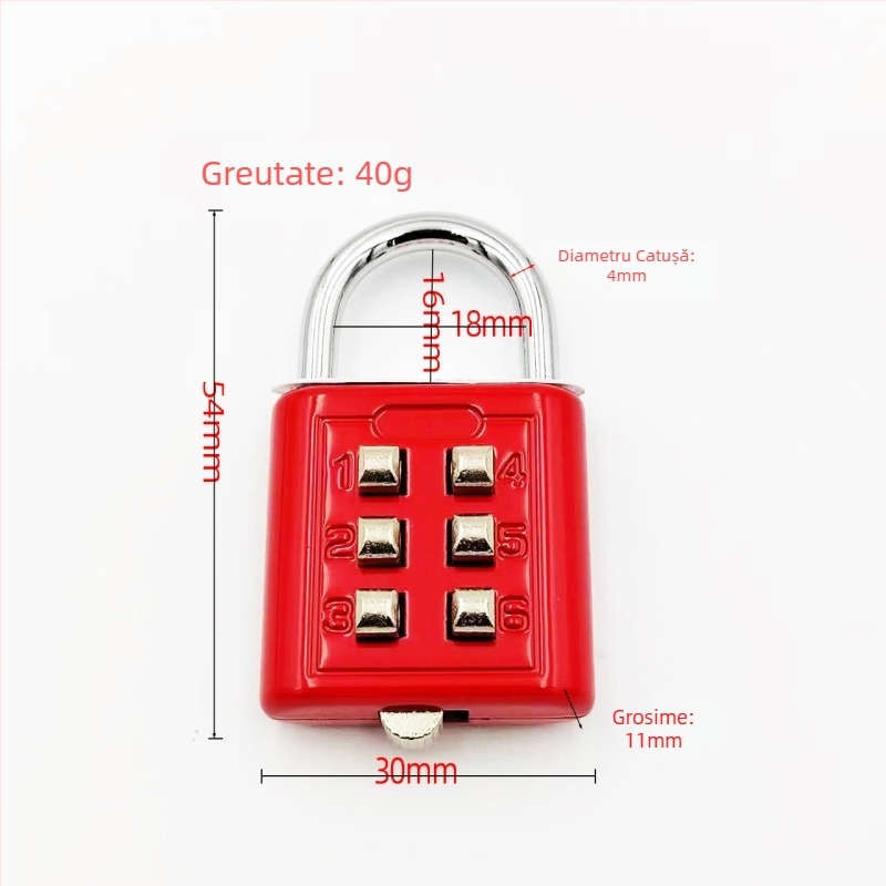  Încuietoare cu keypad de 6 cifre și bolt întărit, pentru dulapuri, uși de cămin, sală de sport și piscină