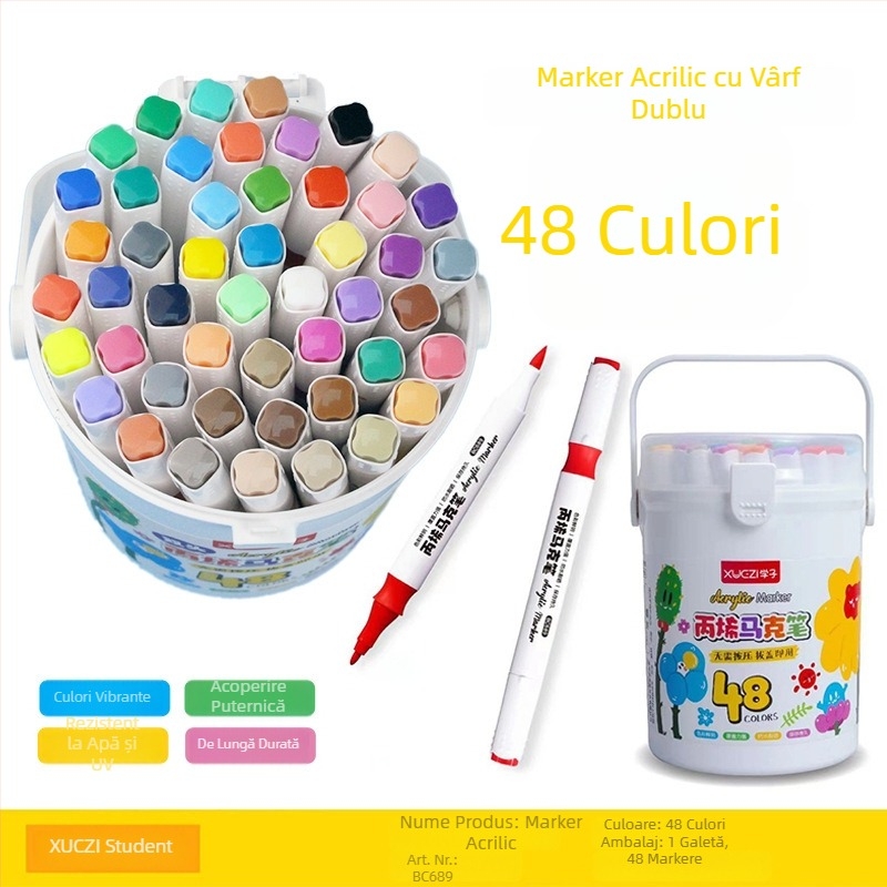 Markere acrilice pentru copii – opace, rezistente la apă, pentru desen DIY cu acuarelă, colorate
