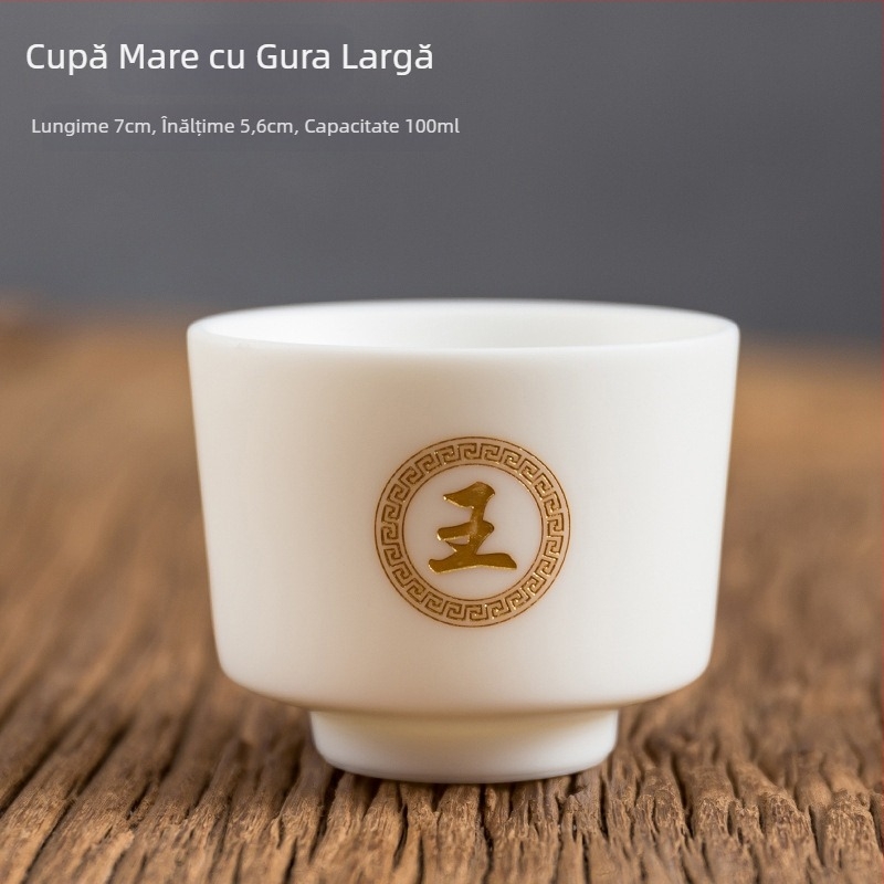 Porțelan alb Jadeit, ceașcă de ceai minimalistă pentru uz personal cu gravură, set cadou în cutie Baijiaxing