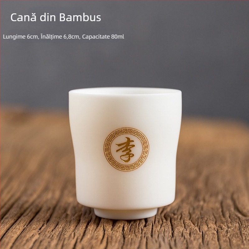 Porțelan alb Jadeit, ceașcă de ceai minimalistă pentru uz personal cu gravură, set cadou în cutie Baijiaxing