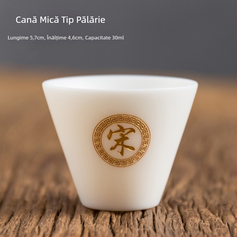Porțelan alb Jadeit, ceașcă de ceai minimalistă pentru uz personal cu gravură, set cadou în cutie Baijiaxing