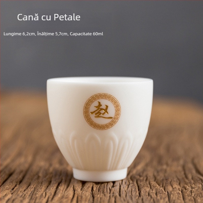 Porțelan alb Jadeit, ceașcă de ceai minimalistă pentru uz personal cu gravură, set cadou în cutie Baijiaxing
