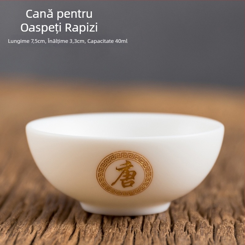 Porțelan alb Jadeit, ceașcă de ceai minimalistă pentru uz personal cu gravură, set cadou în cutie Baijiaxing