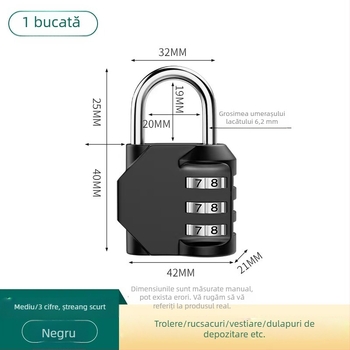 Lacăt cu combinație protejat prin parolă, compact, pentru dulapuri de depozitare, bagaje, rucsacuri, utilizare casnică, cămine, cadre de bicicletă, căști și dulapuri de la sala de sport.