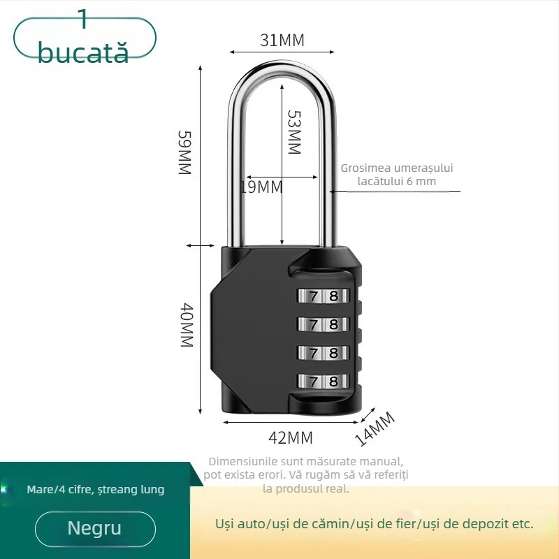 Lacăt cu combinație protejat prin parolă, compact, pentru dulapuri de depozitare, bagaje, rucsacuri, utilizare casnică, cămine, cadre de bicicletă, căști și dulapuri de la sala de sport.