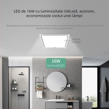 Iluminare LED încorporată în plafon și ventilator de ventilație 2-în-1 pentru bucătărie și baie