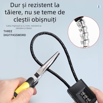 Lacăt cu cablu din oțel și mecanism de combinație pentru dulapuri și fișiere