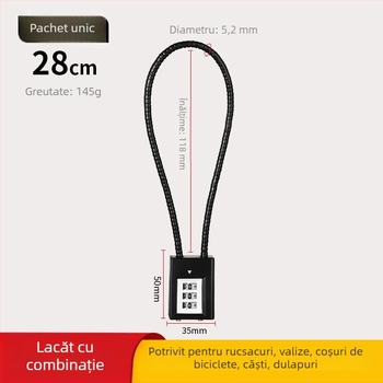Lacăt cu cablu din oțel și mecanism de combinație pentru dulapuri și fișiere