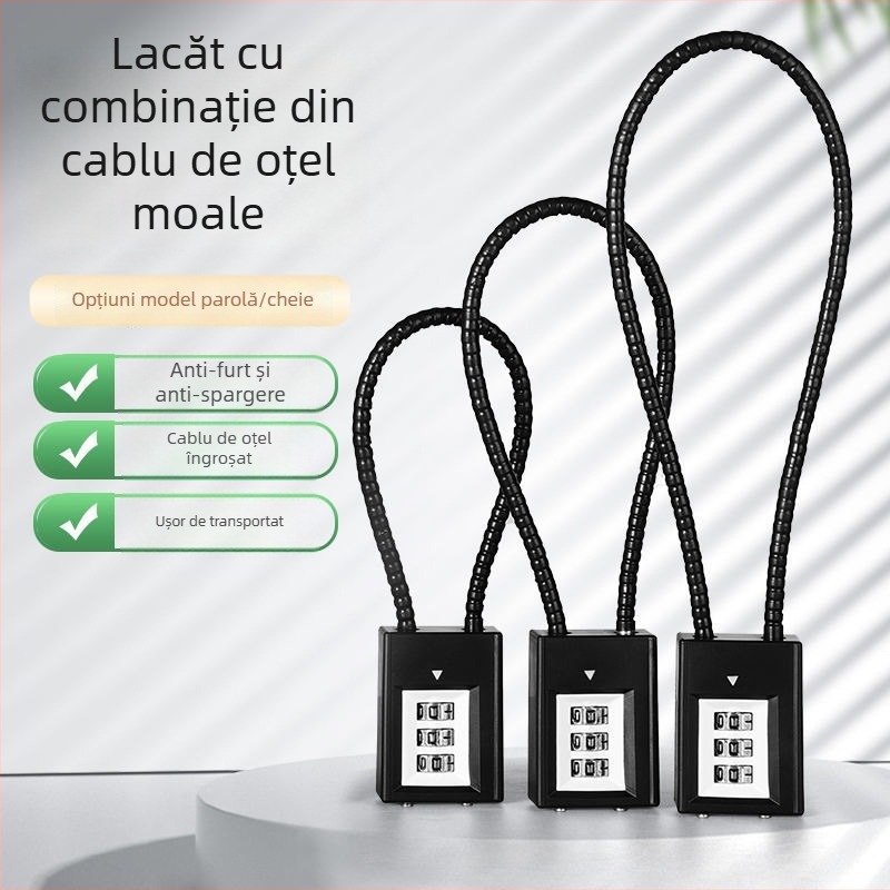 Lacăt cu cablu din oțel și mecanism de combinație pentru dulapuri și fișiere