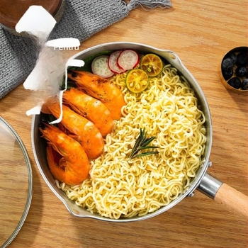 Oală din aluminiu în stil japonez, cu capac, pentru paste, supe și terci; compatibilă cu plite cu inducție, cu fund gros, durabilă