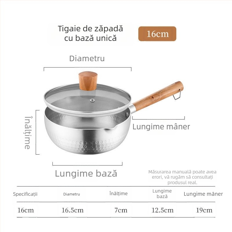 Oală din aluminiu în stil japonez, cu capac, pentru paste, supe și terci; compatibilă cu plite cu inducție, cu fund gros, durabilă