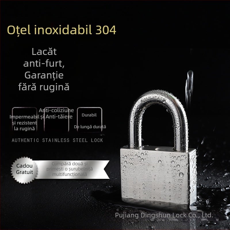 Lacăt din oțel inoxidabil 304, impermeabil, rezistent la coroziune, pentru exterior, lacăt pentru ușa de la casă, antifurt