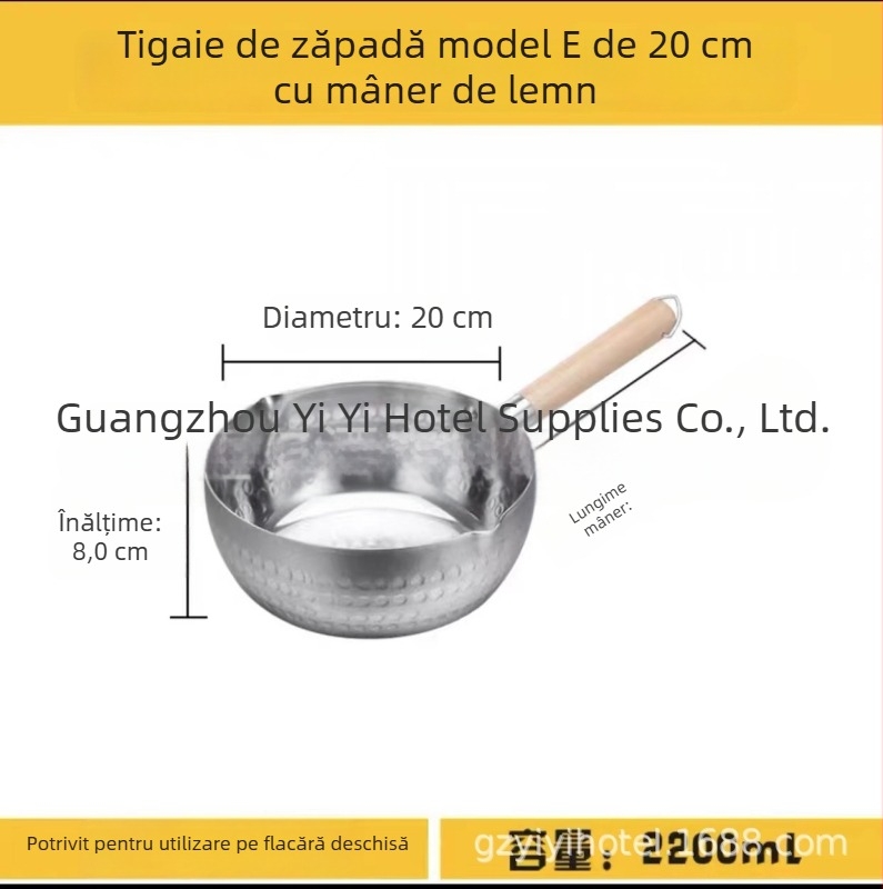 Oală plată din aluminiu cu fund gros, pentru supe, tăiței, terci, lapte, hot pot picant, ramen și tăiței instant
