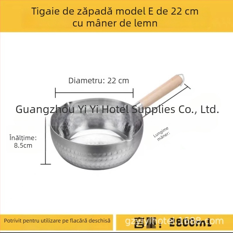 Oală plată din aluminiu cu fund gros, pentru supe, tăiței, terci, lapte, hot pot picant, ramen și tăiței instant