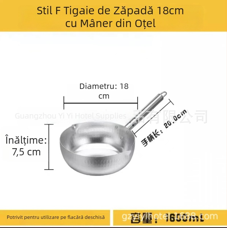 Oală plată din aluminiu cu fund gros, pentru supe, tăiței, terci, lapte, hot pot picant, ramen și tăiței instant