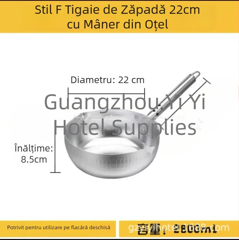 Oală plată din aluminiu cu fund gros, pentru supe, tăiței, terci, lapte, hot pot picant, ramen și tăiței instant