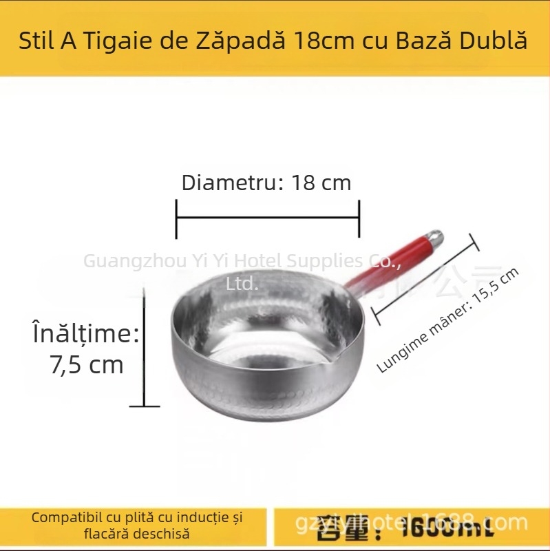 Oală plată din aluminiu cu fund gros, pentru supe, tăiței, terci, lapte, hot pot picant, ramen și tăiței instant