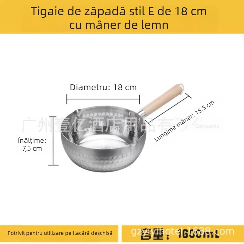 Oală plată din aluminiu cu fund gros, pentru supe, tăiței, terci, lapte, hot pot picant, ramen și tăiței instant