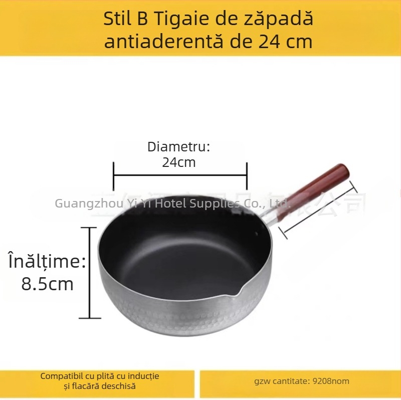 Oală plată din aluminiu cu fund gros, pentru supe, tăiței, terci, lapte, hot pot picant, ramen și tăiței instant