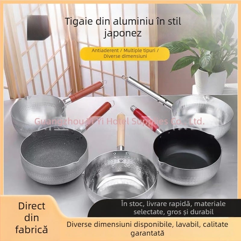 Oală plată din aluminiu cu fund gros, pentru supe, tăiței, terci, lapte, hot pot picant, ramen și tăiței instant