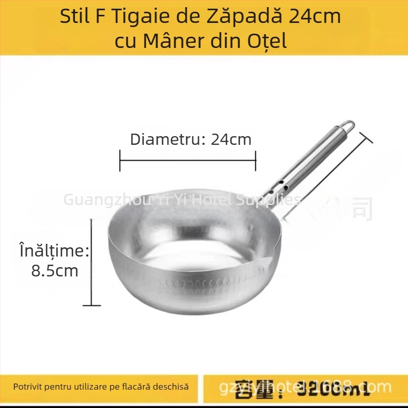 Oală plată din aluminiu cu fund gros, pentru supe, tăiței, terci, lapte, hot pot picant, ramen și tăiței instant