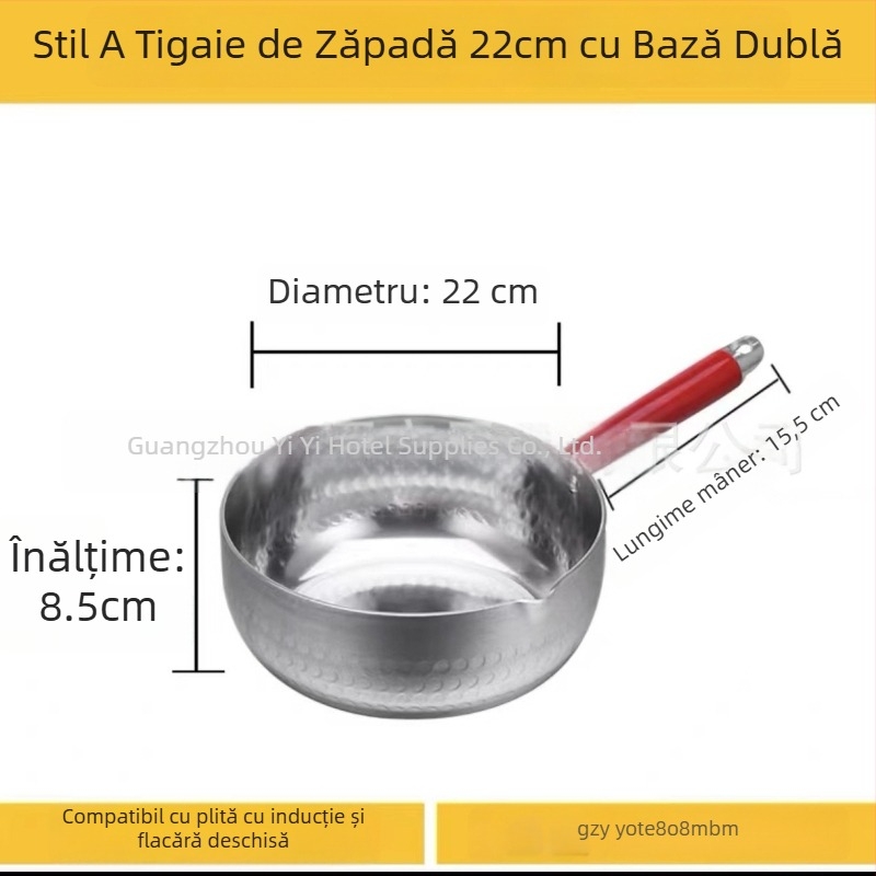 Oală plată din aluminiu cu fund gros, pentru supe, tăiței, terci, lapte, hot pot picant, ramen și tăiței instant
