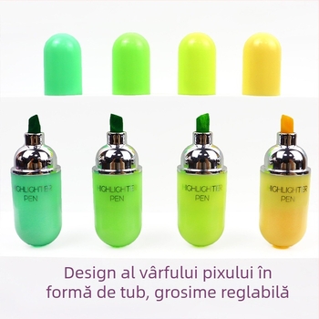 Highlighter în formă de pastilă, mini, compact și portabil, stil ruj