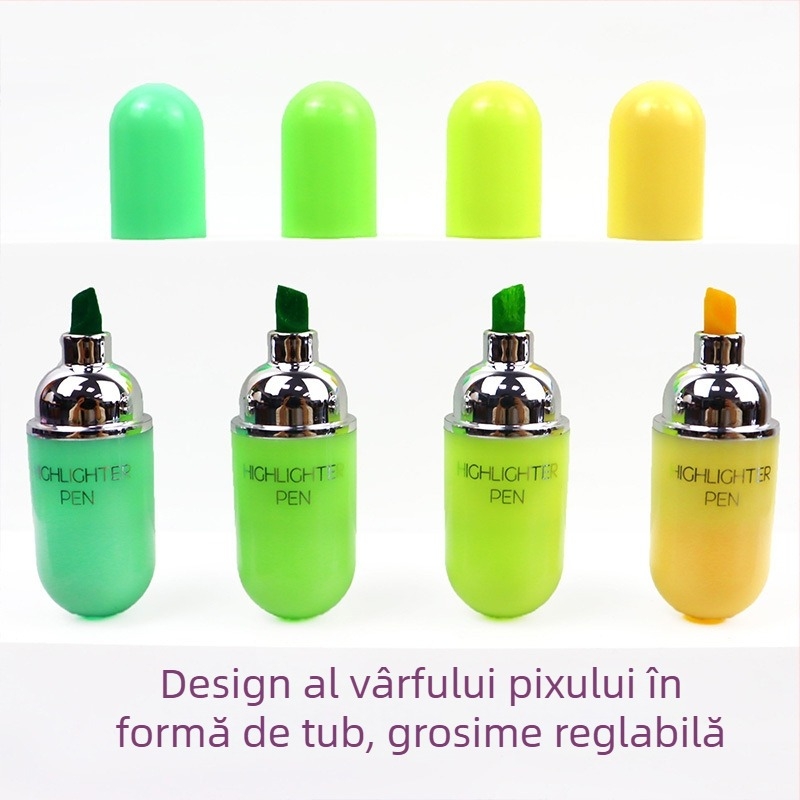 Highlighter în formă de pastilă, mini, compact și portabil, stil ruj