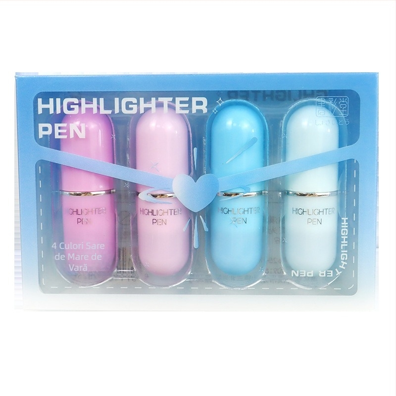 Highlighter în formă de pastilă, mini, compact și portabil, stil ruj