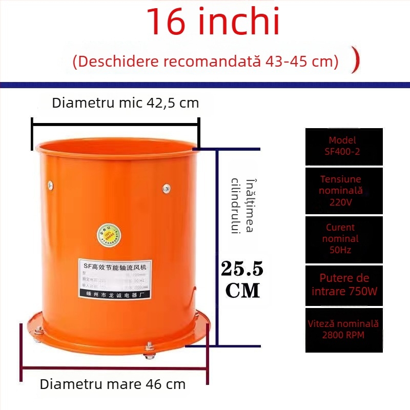 Ventilator axial pentru bucătărie, evacuare fum de gătit, volum mare de aer și aspirație puternică