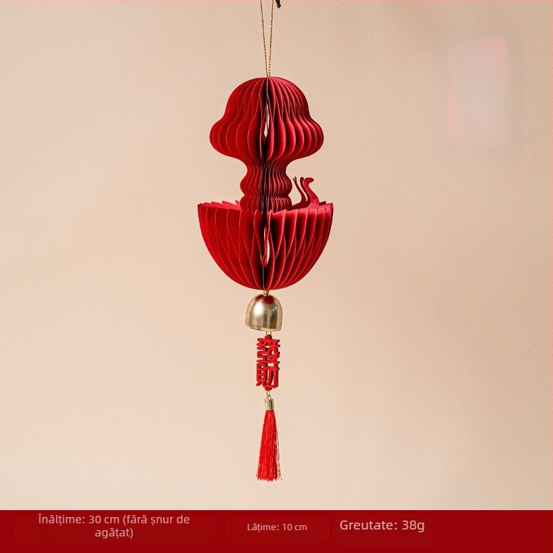 Lanternă rotundă din hârtie, în stil chinezesc, decor pentru Anul Nou 2025 și Festivalul Primăverii