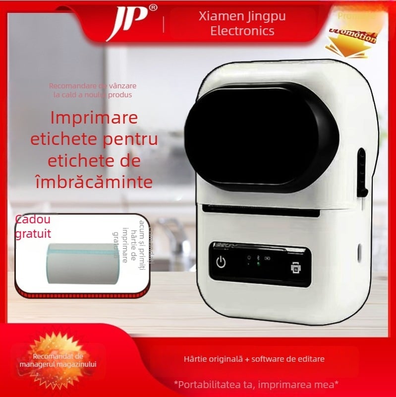 Imprimantă termică pentru etichete de 58 mm, pentru clasificare și etichete de îmbrăcăminte, imprimantă portabilă Bluetooth pentru copii