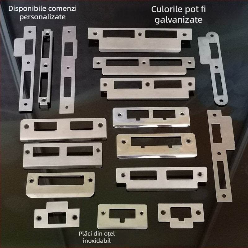 Plăci din oțel inoxidabil pentru uși interioare, plăci ghidare pentru uși cu limbă dublă și limbă simplă, accesorii hardware, dimensiuni variate