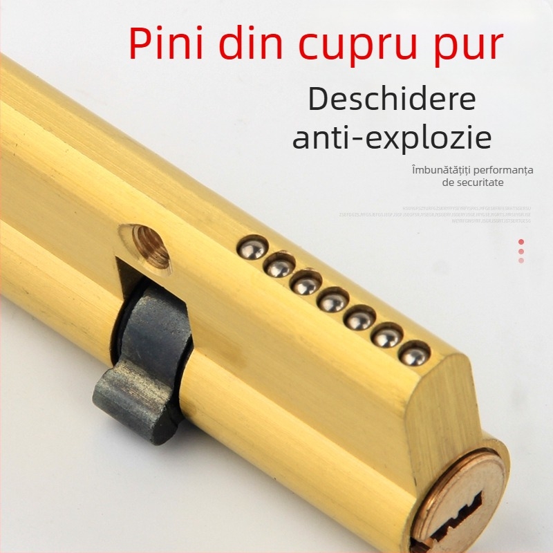 Cilindru de încuietoare din cupru pur pentru ușa interioară din lemn a dormitorului, prelungire de 80 mm, înlocuibil