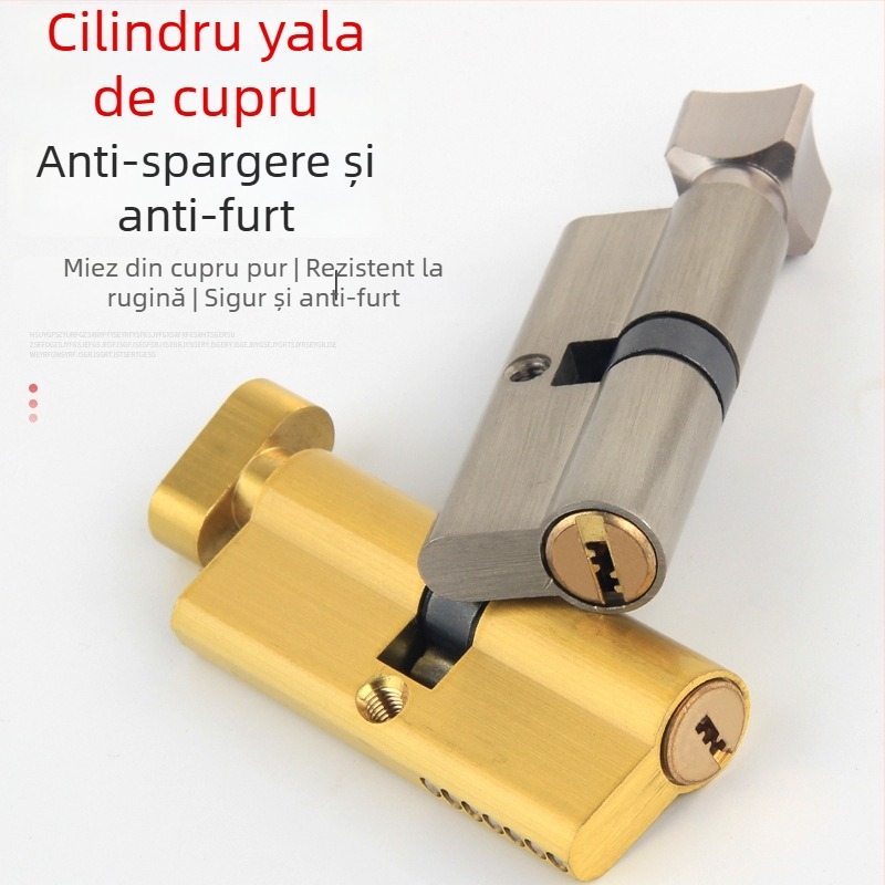 Cilindru de încuietoare din cupru pur pentru ușa interioară din lemn a dormitorului, prelungire de 80 mm, înlocuibil